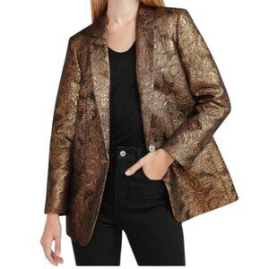 EXPRESS Metallic Gold Black Oversized Jacquard One Button Blazer Jacket Sm NWT